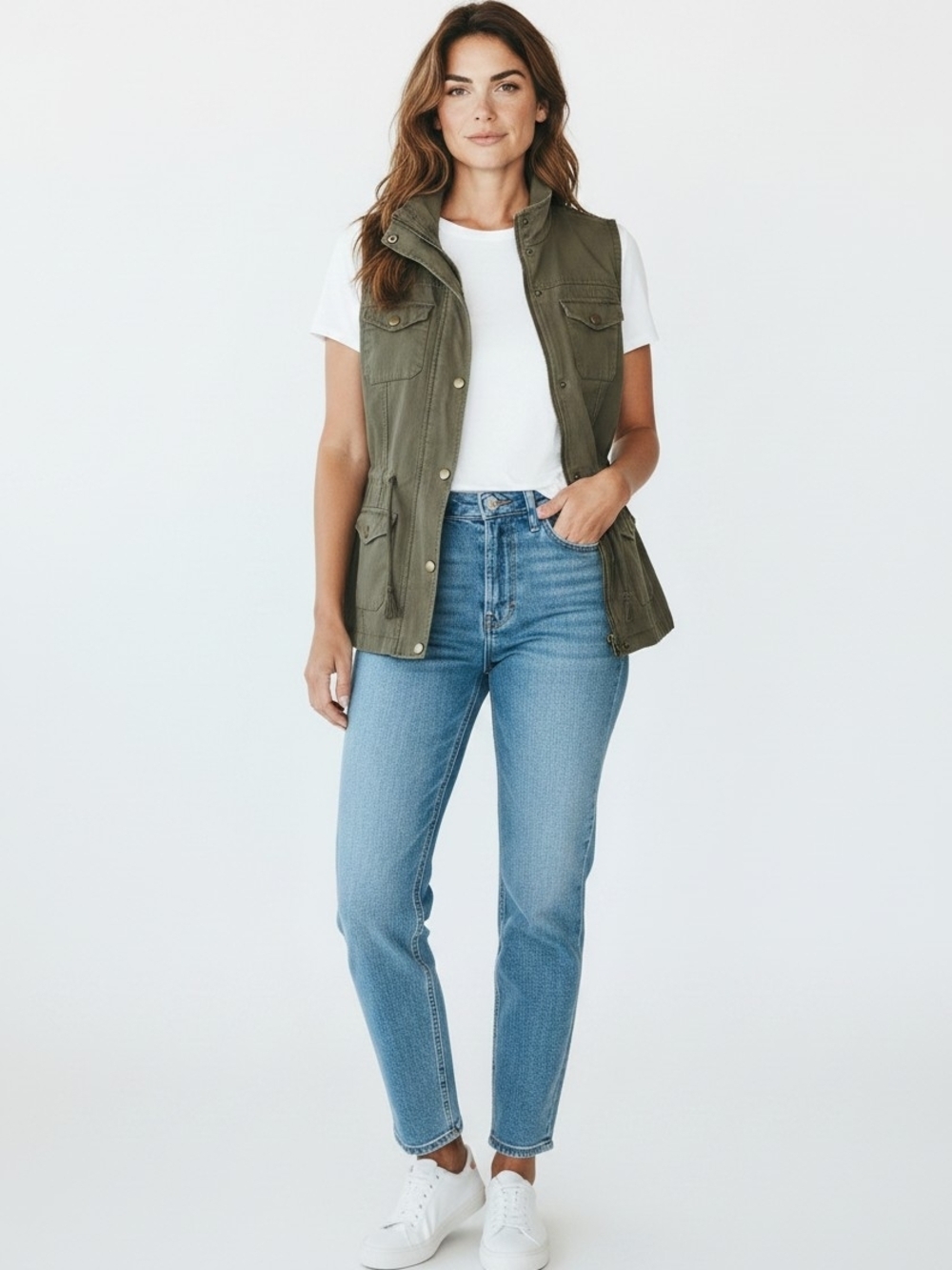 Olive Green Vest Size Womens Large